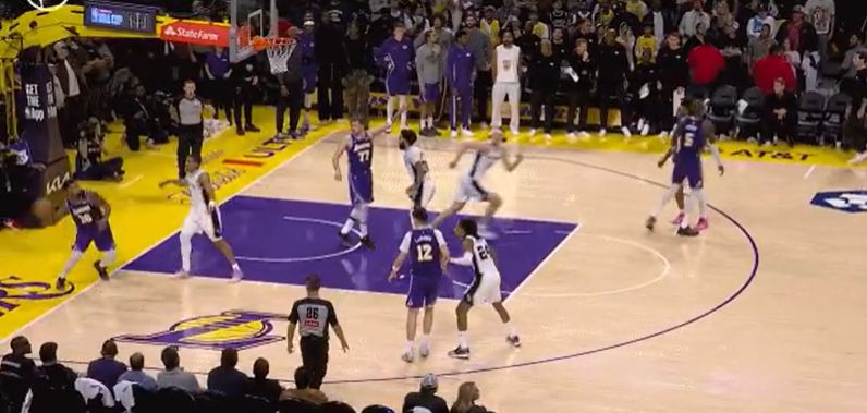 Smart stepped on the line and fouled, giving the Spurs the ball. Champany missed two free throws, and the Spurs lost by 2 points.