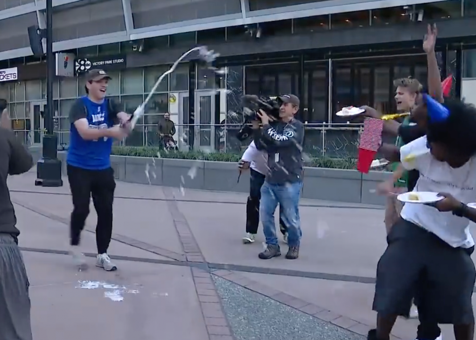 After Harrison was fired, Doncic fans came to celebrate with champagne outside the home court of the Mavericks.