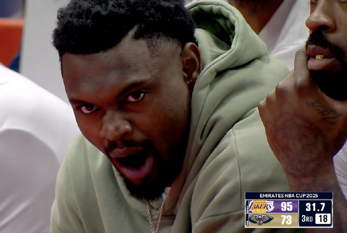 I feel sleepy! Pelicans big game score and running position, Zion yawned in the bench area